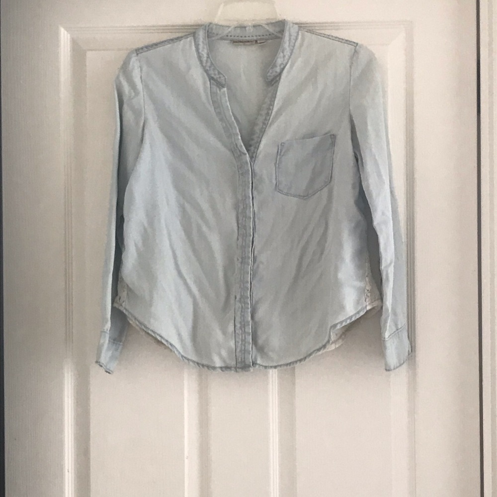 Holding Horses (Anthro) Denim & Lace Shirt XXSP